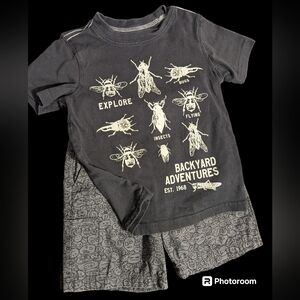 Carter's Insect Top & Utility Graphic Emoji Shorts Black Grey 2T